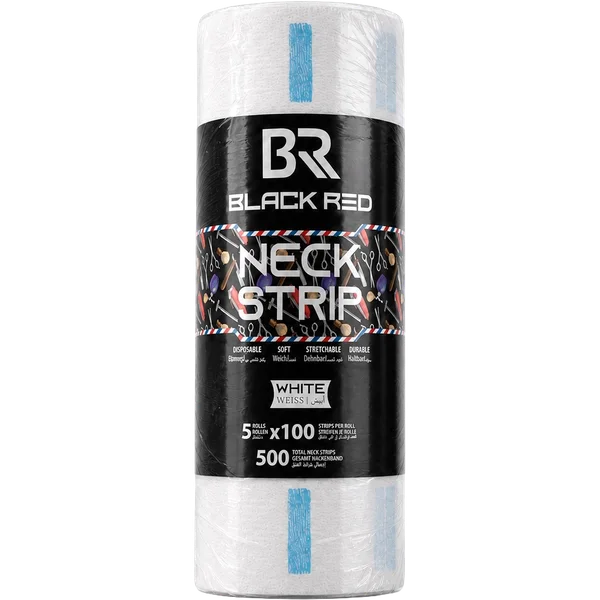 BLACK RED Neck Strip White — Black Red