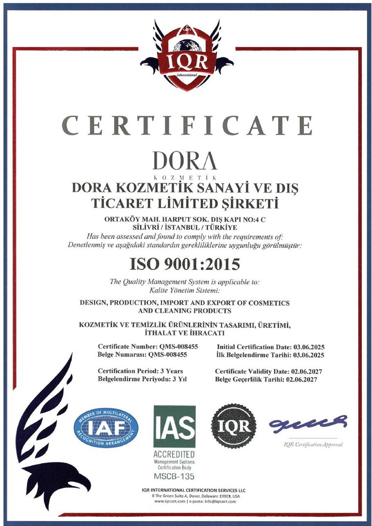 ISO 9001:2015 — Dora Kozmetik