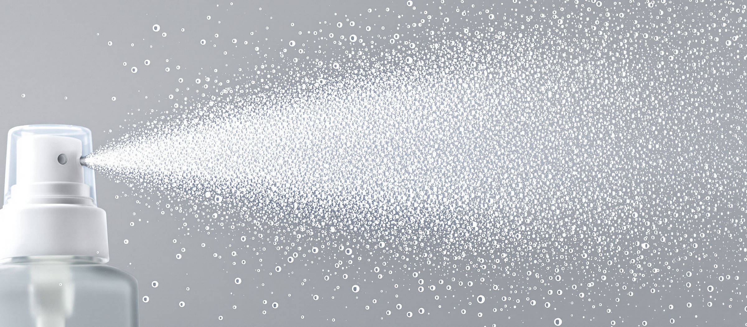 Cosmetic spray mist frozen in motion — private label spray and gel manufacturing at Dora Kozmetik